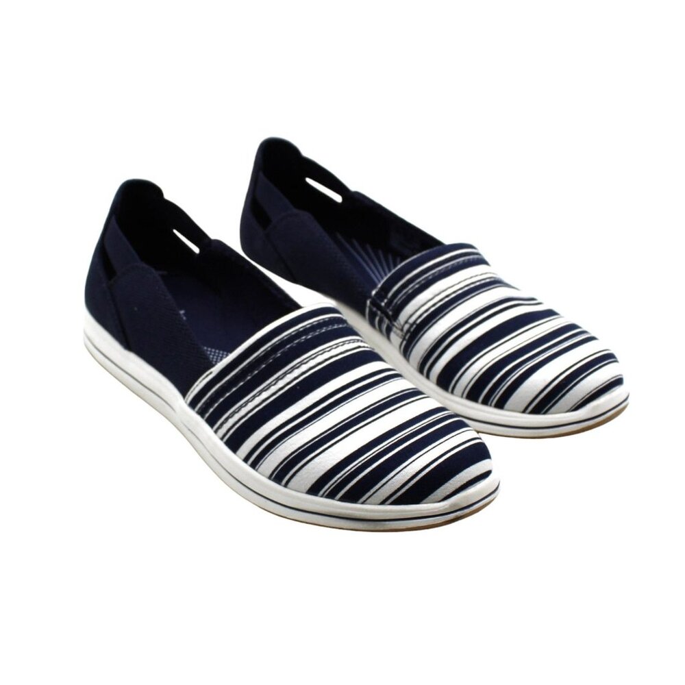 NWT Clarks Size 8 Navy and White Striped Women's Slip-On Shoes